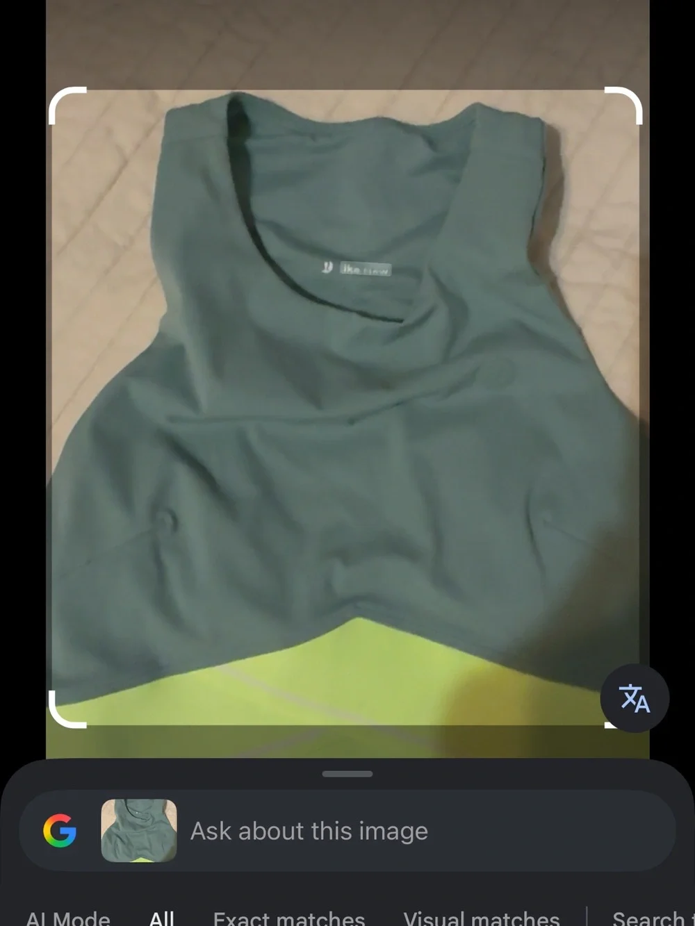Lululemon V-waisted Cropped Tennis Tank Top Bra with Neon Lime Band